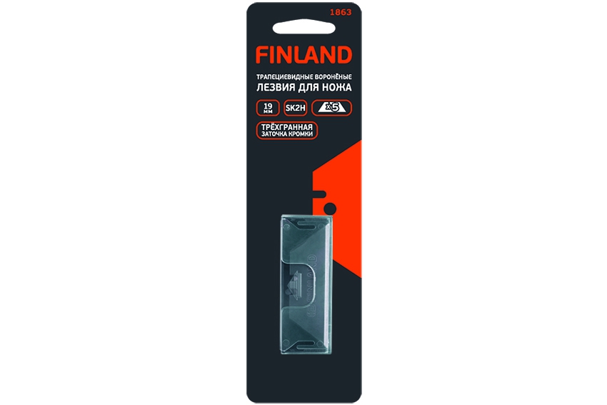 Лезвия для ножа FINLAND, 19 мм трапециевидные вороненые, 5 штук — изображение 2