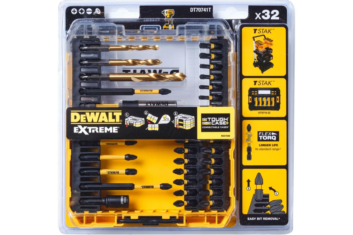 Набор бит, насадок и сверл в кейсе DEWALT, FLEXTORQ 31 предмет — изображение 3